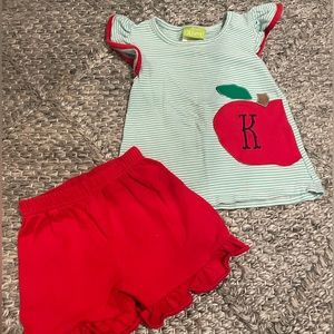24M girls Classic Whimsy matching set with embroidered “K”